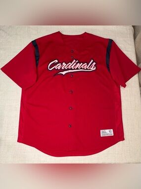 Cardinals Red Button-Front Baseball Jersey Size XL